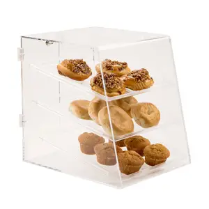 Caja acrílica de 3 niveles para panadería, contenedor de dulces personalizado, dispensador de dulces