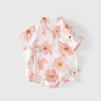 Mameluco de Gasa de Algodón para Bebé Recién Nacido, Unisex, Verano, Ultrafino, Tipo Triángulo, Mono de Manga Corta, Ropa de Monje