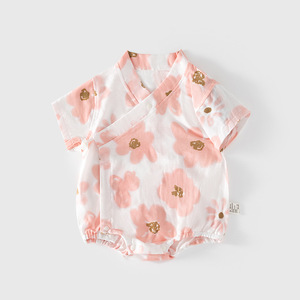 Combinaison unisexe en gaze <span class=keywords><strong>de</strong></span> coton ultra-fine pour nouveau-né, barboteuse d'été à manches courtes, style triangle, vêtements <span class=keywords><strong>de</strong></span> moine - Product Image 3