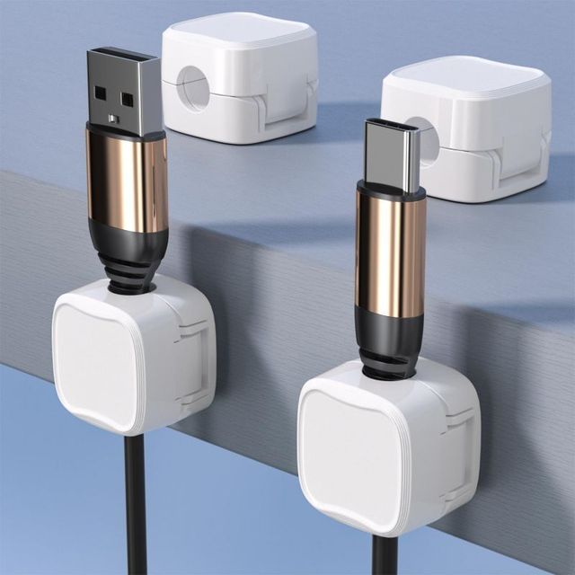 Magnetic Cable Organizer Desktop Wall-Mounted Mobile Phone Data Charging Cable Storage Holder Clip Plug Hook for Bedroom Living