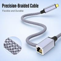 Convertisseur réseau USB 3.0 vers RJ45 femelle de type C, adaptateur Ethernet Gigabit pour ordinateurs portables, ordinateurs de bureau et périphériques