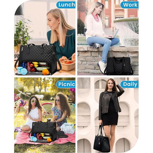 Bolso <span class=keywords><strong>de</strong></span> hombro para ordenador portátil <span class=keywords><strong>de</strong></span> 15,6 pulgadas con aislamiento <span class=keywords><strong>de</strong></span> lujo <span class=keywords><strong>de</strong></span> gran capacidad, bolso <span class=keywords><strong>de</strong></span> mano <span class=keywords><strong>de</strong></span> cuero PU suave, bolso más fresco para el almuerzo para mujer - Product Image 6