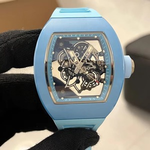 Montre mécanique automatique pour homme de qualité supérieure, édition limitée, squelette en céramique bleue, tourbillon en forme de baril - Product Image 2
