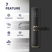 Cerradura Inteligente para Puerta UIELOCK A2, TUYA WIFI, con Tarjeta, Huella Dactilar, Código Biométrico, para Puerta de Madera, Apartamento, Casa, Hotel