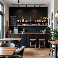 Meubles de présentation modernes personnalisés pour magasin de thé au lait, comptoir de bar en bois avec éclairage LED pour aménagement de boutique