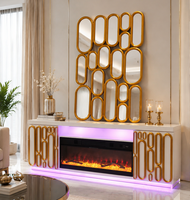 Meistverkaufter Weißer Luxus-TV-Ständer mit Elektrischem Kamin und Downlights Bluetooth-Lautsprecher Unterhaltungscenter Meuble