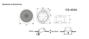 Thinuna CS-405A Cao Kết thúc 6.5 Inch PA Loa Nền Âm Nhạc Hệ Thống Loa Trần Nhựa Trần Lưới Tản Nhiệt Cho Loa - Product Image 4