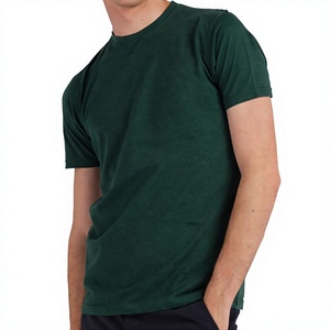T-shirt décontracté pour homme, vert uni, à manches courtes, col rond, 100 % coton, maille jersey, teinture unie, coupe classique, qualité supérieure, tendance du moment - Product Image 3