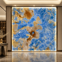 Carreaux de marbre onyx bleu brésilien de luxe pour table en onyx bleu quartzite