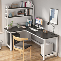 Bureau d'ordinateur en bois en forme de L extensible sur mesure avec étagère, table d'étude simple et moderne pour la vente en gros