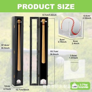 Nueva caja de almacenamiento de bates de béisbol de madera maciza estilo transfronterizo, caja de almacenamiento de bates de béisbol montada en la pared, caja negra para colección de béisbol - Product Image 5