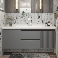 Nouvelle armoire de salle de bain en MDF laqué de luxe, résistante à l'eau, design moderne, marbre artificiel pour appartement, villa