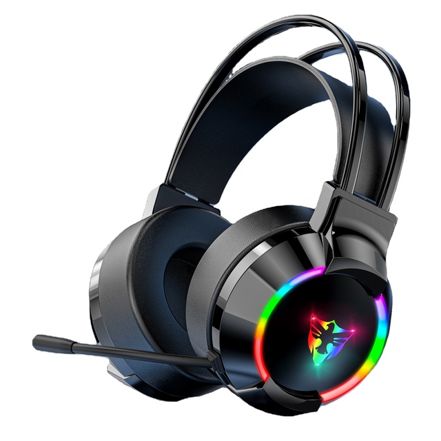 High Quality On-ear Dynamic Gaming Headphones with Mic for PC Lightweight Stereo Bass Wired RGB Lights IPX4 Waterproof