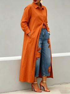 Set Moda Donna Cross-Border: Giacca Lunga Gialla con Stampa Floreale e Pantaloni Larghi in Denim, Outfit <span class=keywords><strong>Casual</strong></span> Quotidiano - Product Image 2