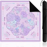 Elegante Tapete de Mahjong Plegable de Caucho Natural con Diseño de Flores Amarillas Estilo Chinoiserie para 4 Jugadores con Bolsa de Transporte Negra