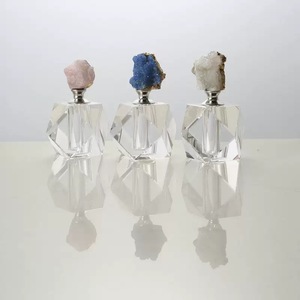 Nuevo producto Lanzamiento Ágata Tapa de cuarzo rosa Botella de perfume de cristal de cuarzo natural con vidrio Otras artesanías de cristal - Product Image 2