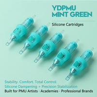 Aiguilles de cartouche PMU YDPMU vert menthe avec poignée en silicone à faible vibration pour artistes professionnels