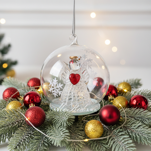 Palline di Natale in Vetro Personalizzate Fatte a Mano di Alta Qualità con Design <span class=keywords><strong>Angelo</strong></span>, Decorazioni Ecologiche per la Casa - Product Image 3