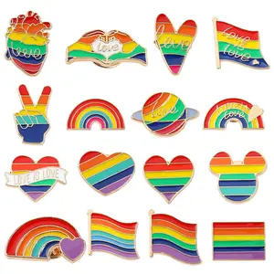 Großhandel individualisierte girly eine Vielzahl von plattierten Metall-Revers-Stiften Engel-Amtchen Regenbogen für Hüte Tasche Zubehör Dekoration