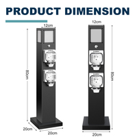 Poteau d'alimentation pour parc en acier inoxydable 304 IP66 | Boîtier double prise avec commande intelligente Wi-Fi pour camping-car, quai de marina et villa