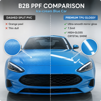 Film de protection PPF auto-cicatrisant, anti-rayures, résistant aux UV, hydrophobe, couleur TPU bleu glacé, pour atelier automobile