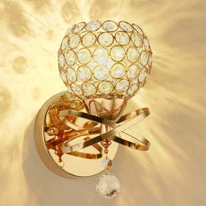 Merdiven açık kristal Led altın lamba E27 oturma odası yatak restoran ev için dekoratif demir duvar ışık - Product Image 1