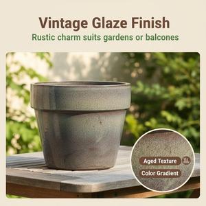 Grands pots <span class=keywords><strong>de</strong></span> fleurs en céramique pour jardin, avec trous <span class=keywords><strong>de</strong></span> drainage, finition émaillée, durables, écologiques, design moderne et classique, pour l'intérieur. - Product Image 3