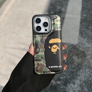 <span class=keywords><strong>Coque</strong></span> de téléphone iPhone 14 Promax, 13, 15, 12, 11, avec patch argent mat <span class=keywords><strong>Bape</strong></span> Ape, très vendue, créative - Product Image 1