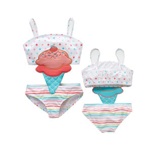 2023 12M-8Y Verão Dos Desenhos Animados Swan Bee Icecream Bebê Meninas Swimwear Swimsuit Crianças One Piece Natação Praia Bikini Maiô