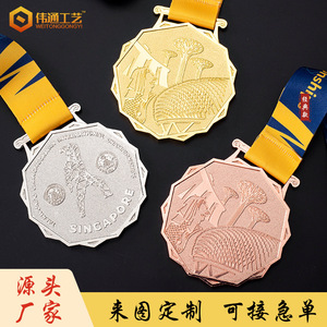 Médaille de marathon en alliage de zinc Weitong, logo personnalisé, événement sportif, compétition d'entreprise, médaille commémorative en métal, Singapour - Product Image 2
