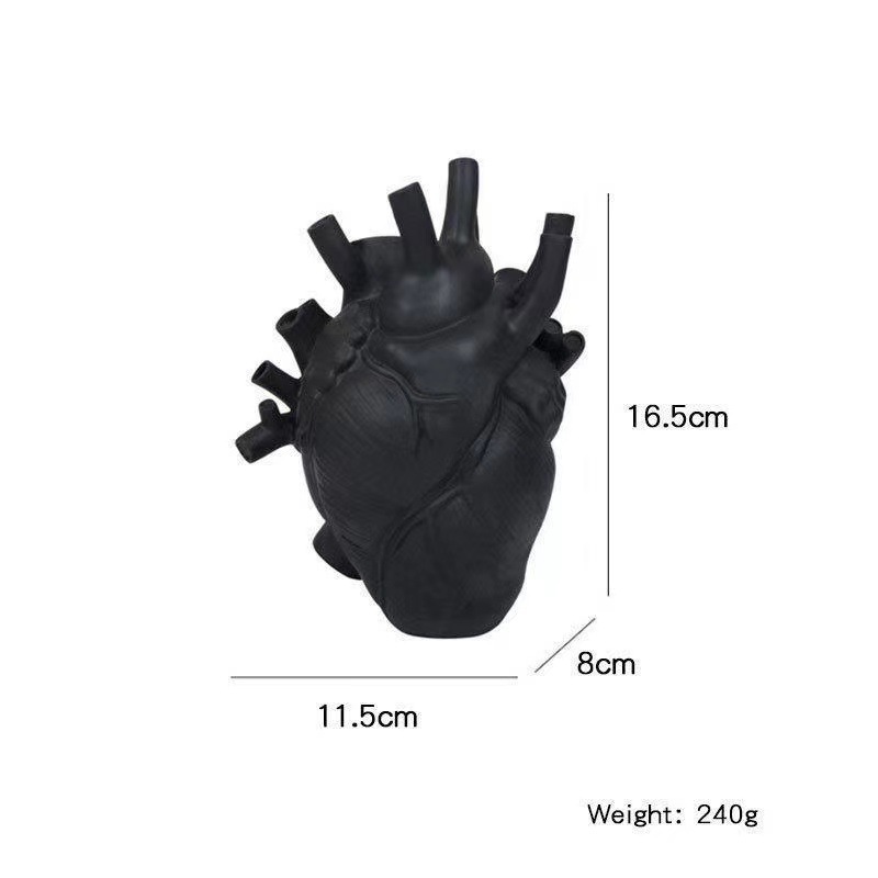 Vaso da fiori a forma di cuore piccolo, nero