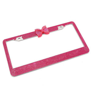 Pha Lê Rhinestone Sử Dụng Cho Dễ Thương <span class=keywords><strong>Bow</strong></span> USA Bling Kim Cương Rhinestone Thép Không Gỉ Xe Số Giấy Phép Tấm Khung - Product Image 2