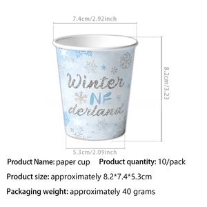 Vaisselle et décorations de fête à thème de flocon de neige Assiettes en papier du monde de la neige Accessoires de tasses pour le divertissement de fête - Product Image 6
