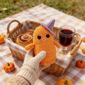 Kit de crochet fantôme orange en peluche pour débutants, jouets créatifs mignons pour Halloween, fil à tricoter, poupée DIY, cadeau, kit de crochet fantôme orange - Product Image 6