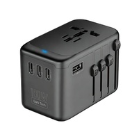 Adaptateur de voyage universel à charge rapide 100W, multiprises, prise secteur 2500W avec USB-C pour MacBook, téléphone, iPad, ordinateur portable