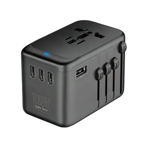 Adaptateur de voyage universel 100W, prises multiples, charge rapide, alimentation AC 2500W pour <span class=keywords><strong>MacBook</strong></span>, iPhone, iPad, ordinateur portable, téléphone USB-C - Product Image 1