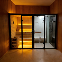 Cabine de sauna à vapeur pour 4 à 8 personnes, très vendue, avec poêle traditionnel, cabine de douche pour hammam, spa, salle de bain, sauna sec et humide