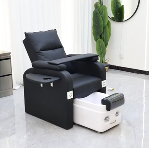 Fauteuil de pédicure rose en PU, siège inclinable avec bain de pieds sans tuyauterie, massage chauffant, 110-240V, pour salon de manucure - Product Image 3