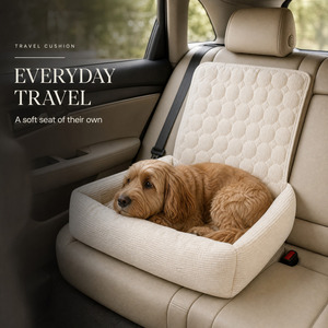 Protector de Asiento de Coche Acolchado, Alfombrilla de Corduroy para Mascotas con Correas de Respaldo y Bordes Laterales Elevados para Asiento de Auto - Product Image 6