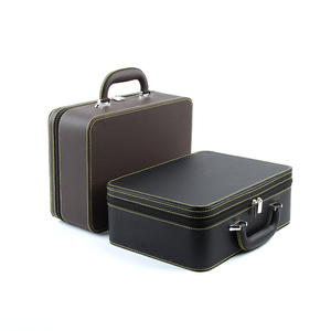 Coffre de rangement en bois fait main avec serrure, tiroir en bois PU, présentoir haut de gamme doré, grande boîte de rangement de voyage à 3 niveaux pour bijoux - Product Image 2