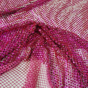 Ventes Flash : Tissu en résille Haute Couture avec grandes pierres carrées et strass <span class=keywords><strong>rose</strong></span> vif - Product Image 3