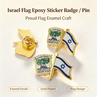 Pin de Solapa Metálico Esmaltado Personalizado de Fábrica Original con Doble Bandera de Israel para Eventos, Souvenir, Adhesivo Epoxi con Efecto Doming