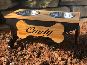 ODM OEM Custom Pine Wood Raised <b>Dog</b> <b>Bowl</b> Feeder Engraved Name Bone Paw <b>Personalized</b> Wood Stand Stainless Steel Pet <b>Bowls</b> Charge - Product Image 4