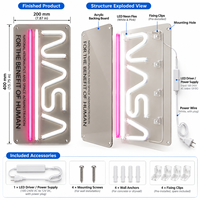 Enseigne néon Gozone en acrylique transparent avec texte imprimé, éclairage rose et blanc, décoration aérospatiale, enseigne murale personnalisée