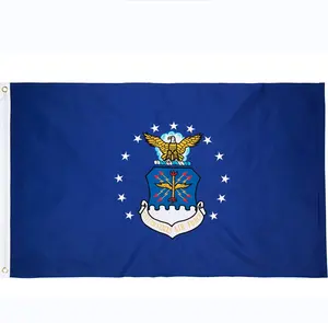 Bendera Angkatan Udara AS Bendera Bordir Sisi Ganda 3X5 Kaki dengan Grommet Kuningan