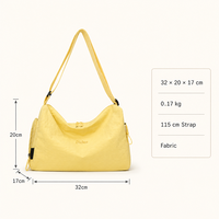 Sac bandoulière et épaule portable DICHOS style Ins, en nylon, fermeture éclair, forme boulette, couleur unie, pour usage quotidien et voyage