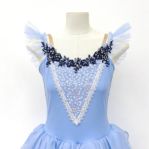 Tutú de Ballet Romántico Azul Claro para Niñas, Vestido de Danza Profesional Infantil con Diseño de Cintura de Pétalos para Roles de Coppelia y Hadas - Product Image 2