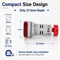 EPAD101-22VMS 29mm LED Digital Voltmeter AC20-500V Panel Mount Meter Tegangan Bulat untuk Kabinet Distribusi