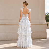 Vêtements pour femmes, vêtements féminins, robe d'été élégante à imprimé floral en coton, fabrication sur mesure, mode haut de gamme, fabricant OEM ODM