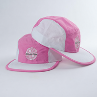 Casquette à 5 panneaux Matériau en nylon Couleur rose Extérieur Sport Casquette de camp Chapeau de course Imperméable à l'eau Personnalisé Séchage rapide Camp Camper Chapeau à cinq panneaux